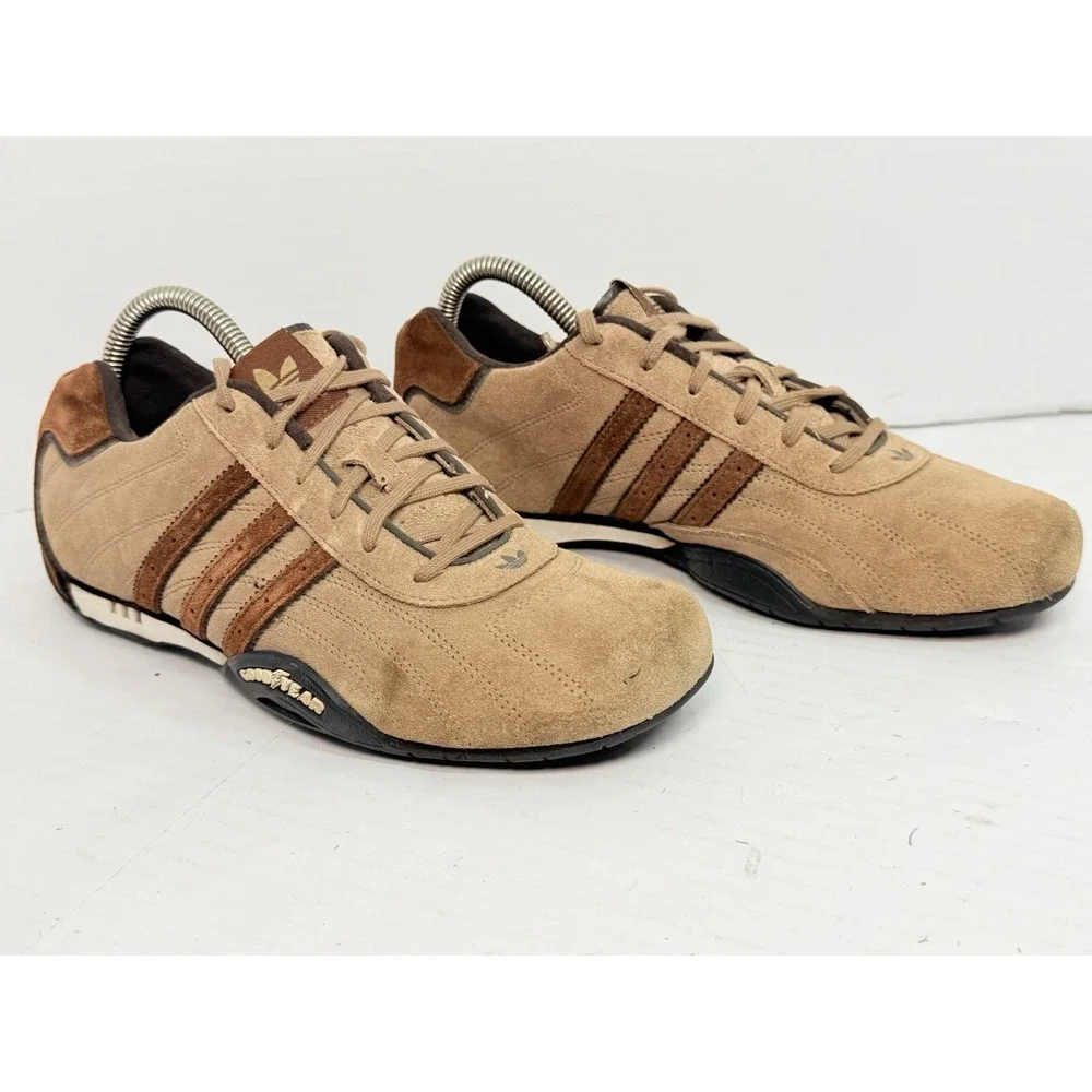 Vintage 2005 Adidas Adi Racer Low Goodyear Brown Suede Driving Shoes 6.5